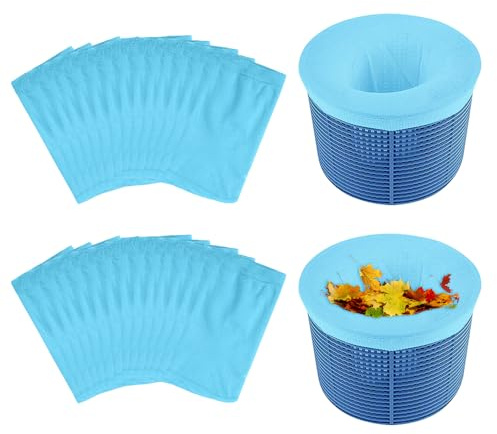 mizikuu 30 Pezzi Calzini da Skimmer per Piscina, Calze da Filtro per Piscina Nylon Riutilizzabile Filtro Skimmer Piscina Elastico per Rimuovere Detriti, Foglie, Olio, Capelli, Polline e Insetti, Blu