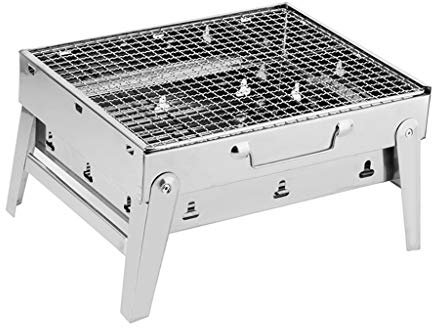 MYVVKIA Parrilla de Barbacoa portátil para Exteriores, Parrillas de carbón de Barbacoa Plegables de Acero Inoxidable 430 para Horno de Barbacoa de campaña
