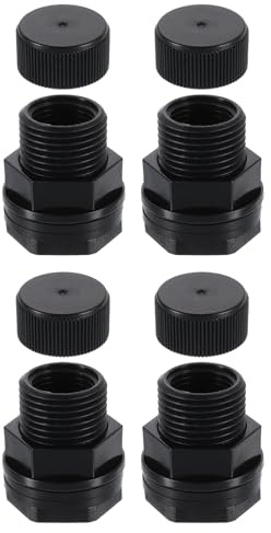 QUARKZMAN 4 Pcs Conexión De Mamparo con Tapón, 1/2 NPT x 3/4 GHT Conector De Tanque De Agua para Adaptador De Manguera De Jardín Tanques Acuarios, Gris
