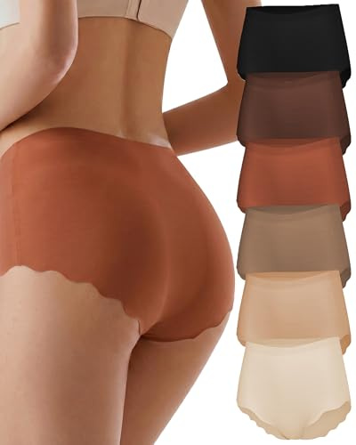 TDONE Mutandine senza cuciture da donna, traspiranti, a vita alta, biancheria intima senza cuciture, comode, senza VPL, morbide e traspiranti con bordi ondulati, mutandine a copertura completa