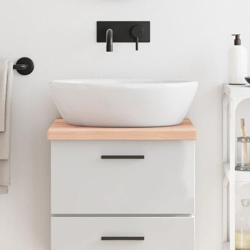 Snsowed Piano Bagno 40x50x(2-4) cm in Legno Massello Non Trattato,Piano Bagno,Top Bagno Piano per Lavabo da Appoggio,Piano Lavabo Bagno-3156000