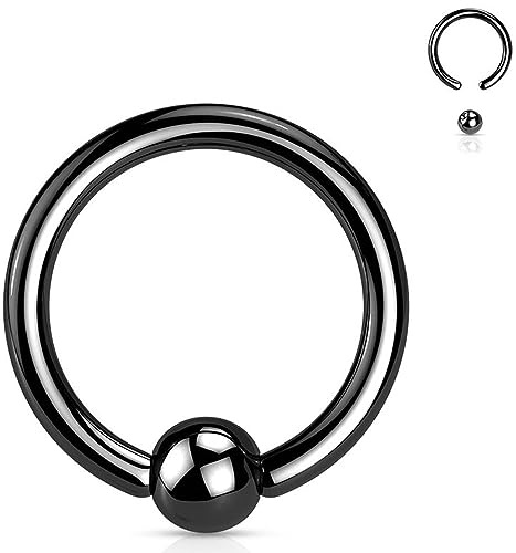 Juvel tunna boll stängningsring BCR pärlpiercing smycken - 16G (1,2 mm) kirurgisk stålnäsa, septum, brosk, tragus, ögonbryn och läppringar - storlekar 6/8/10/12 mm med boll