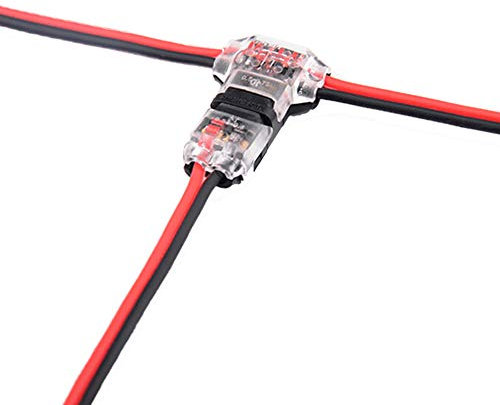 Wire Connectors - Low Voltage T Tap Wire Connectors, 3 Way Wire Connector, T Type 2 Pin Solderless No Wire Stripping Required for LED Strip, Automotive Connection Fits 24-20 AWG 12 Pack