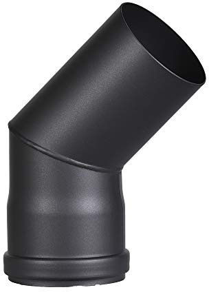 FIREFIX R80/B45 Pelletofenrohr-Bogen aus 1,2 mm starken Stahl in 80 mm Durchmesser, für Pelletöfen und Pelletfeuerstellen, Senotherm, schwarz, 45 Grad, ohne Tür