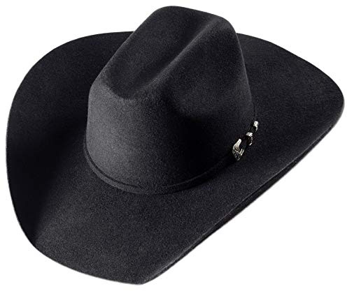 STARS & STRIPES Wyoming Black Hat - Chapeau de cowboy western indéformable et imperméable en feutre de laine, Noir , 57
