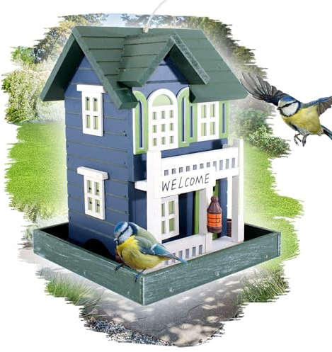 QM Basic Vogel Futterhaus Selbst Befüllen Dach | Vogelvilla Futterhaus zum Auf-Hängen Vogel Futterspender Haus Vogelhaus 630