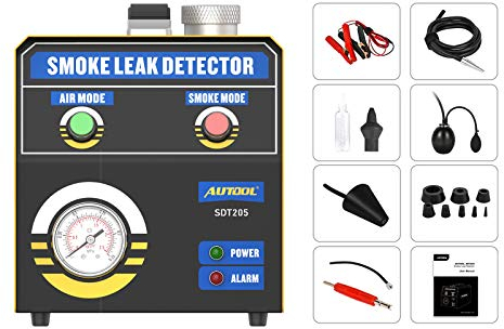AUTOOL SDT205 Rilevatore di perdite per Macchina del Fumo per Auto con Doppia modalità, Strumento diagnostico per Tester di perdite del Tubo del Carburante del Sistema EVAP per Veicoli 12V