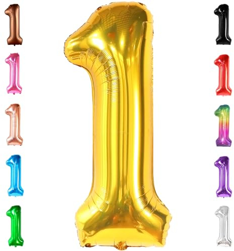 KatchOn, Gold Number 1 Balloons For First Birthday - 40 Inch | Number 1 Balloons for 1st Birthday | 1 Balloons for 1st Decorations | Gold One Balloon For Happy Anniversary Decorations