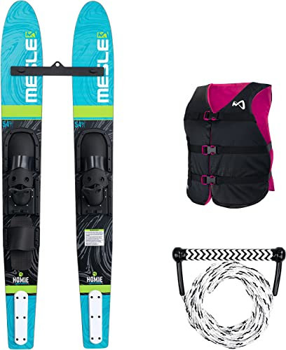 MESLE Junior Combo Wasserski Set Homie 139 cm, Weste Sportsman & Leine Combo, Wasserski für Kinder und Jugendliche, für Anfänger und Fortgeschrittene bis 60 kg
