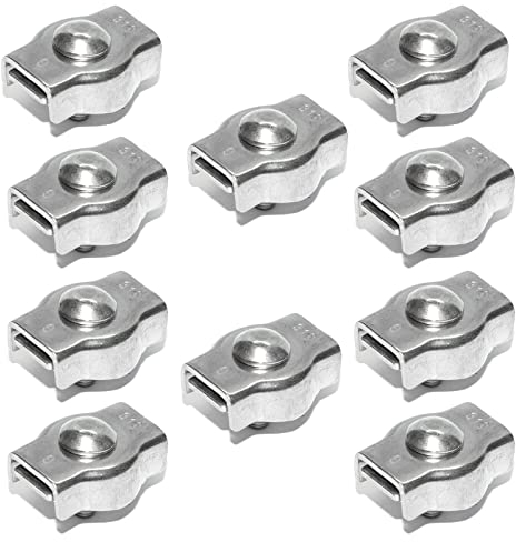PRIOstahl Simplexklemmen Seilklemmen Drahtseilklemme Drahtseil Klemme - 6mm x 10 Stück mit Sicherungsmutter Seilwerk Stahlseil Seilendverbindung Seilspanner Verbinder Klemmen aus Edelstahl V4A