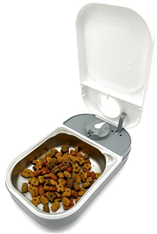 Closer Pets C100 One Meal Alimentador automático para Mascotas para Gatos y Perros pequeños con Inserto de Cuenco de Acero Inoxidable