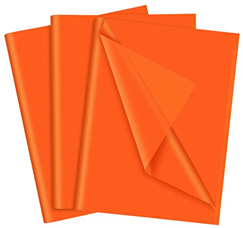 NEBURORA Papel de seda naranja para bolsas de regalo 60 hojas 35 x 50 cm Papel de embalaje naranja brillante para envoltorio de regalo Relleno Artesanía Cumpleaños Boda Fiesta de Halloween (Naranja)