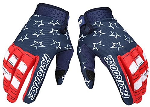 EXCEREY Star Motorcycle Bicycle Full Finger Off-Road Racing Gloves Outdoor Sports for Men Women & Mountaineering （Blue,Size XL