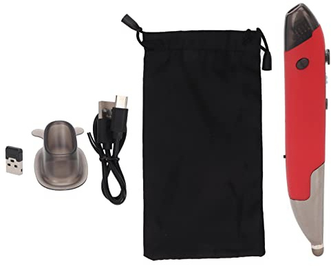 Wireless Mouse with Voice Input Pen Pocket Pen Mouse High Easy Click 1600 DPI for Computer (Red)