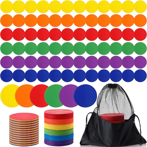 Tinideya 60 Pcs Floor Spot Markers Flat Non Slip Gym,5 Inch,6 Colors