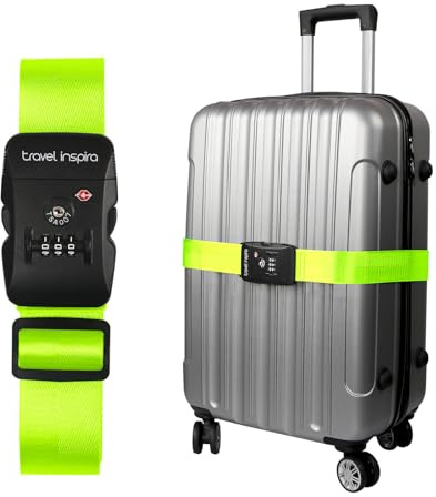 Travel Inspira Luggage Straps for Suitcases with TSA Lock, Protect Your Luggage Anti-Burst, High Visibility Color, Easy to Identify Luggage Adjustable Heavy Duty Belt for 20-32 Inch Suitcases