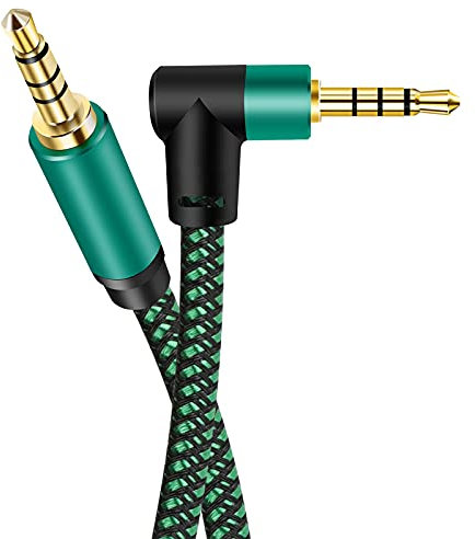 OVGCYG Câble auxiliaire 3,5 mm audio micro plomb 90 degrés TRRS mâle vers mâle pour casque mini jack stéréo compatible avec microphone auxiliaire de voiture, casque, écouteurs, Xbox, ordinateur