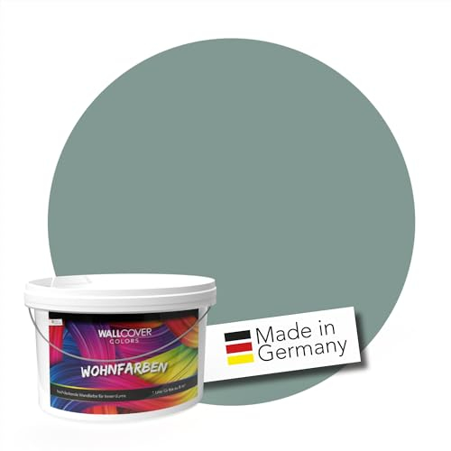 WALLCOVER hochwertige Wandfarbe für Innen | Graugrün | 2.5L für 20m² | Hochdeckende Innenfarbe Matt (Klasse 1) | Profi Qualität aus Deutschland