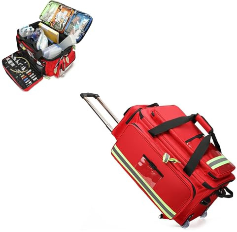 Bolsa Médica Rodante con Carro Desmontable, Bolsa Rodante de Enfermera, mochila médica de emergencia, bolsa de trauma de gran capacidad con compartimentos, para enfermeras de salud en el hogar, médico