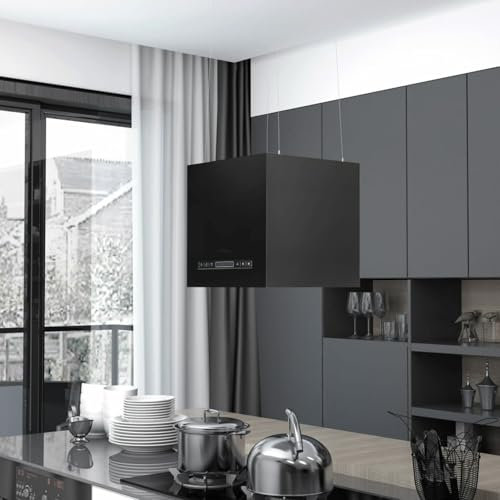 Xichuzi Cappa da Cucina ad Isola Sospesa LCD Sensore 37 cm in Acciaio