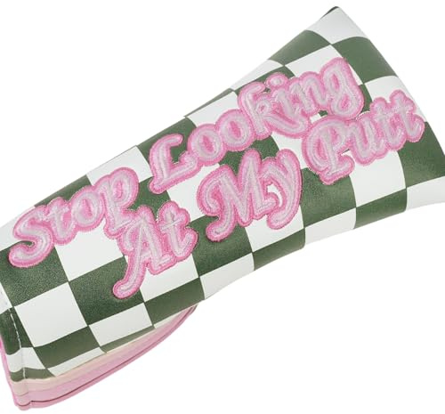Craftsman Golf Checkered Blade Putter Headcover Stop Looking at My Putt Blade Putter Cover Golf Club Headcover Putter Head Cover for Women Pink Blade Putter Cover