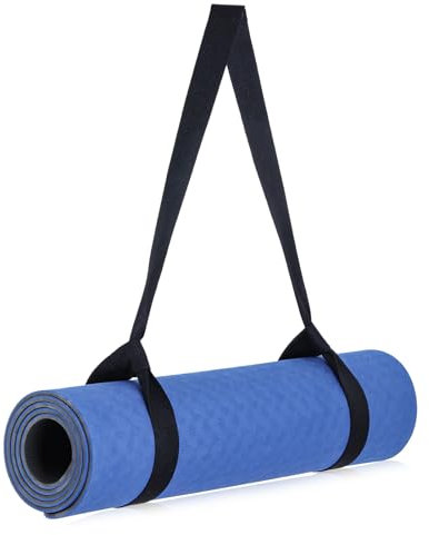 Lnngub Sangle de transport pour tapis de yoga - En polyester - Noir - 38 mm x 1,5 m - Sangle de fixation polyvalente pour tapis de yoga, tapis de gymnastique, tapis d'entraînement, tapis de fitness