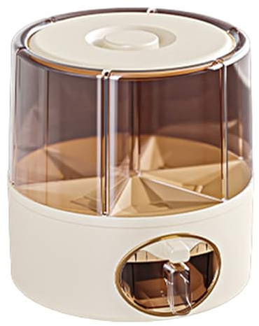 Dispensador de contenedores de almacenamiento de granos, dispensador de arroz giratorio de 6 rejillas con salida fácil de un , caja de alimentos sellada hermética para despensa de cocina, cereales