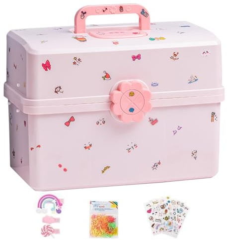 Caja de almacenamiento para accesorios para el pelo, organizador para accesorios para el cabello para niñas pequeñas, estuche impermeable de 3 capas para niñas, traje de goma para el pelo, soporte
