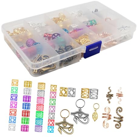 Mikinona Hair Braiding Accessories Color Dreadlock Jewelry 116pcs Alloy Hair Beads Easy to Wear Decoration for Unique Style for Women for Braids and Extensions