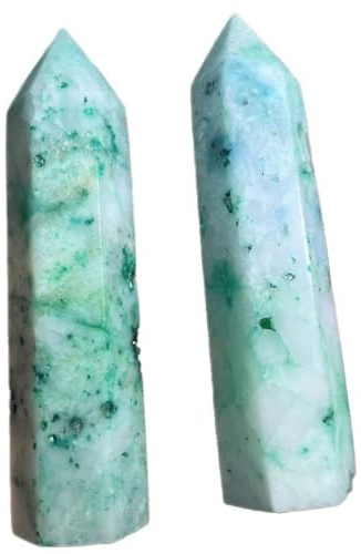 AGSHYWFT Naturlig Phoenix Pine Obelisk Quartz Crystal Wand | Handskuren läkande kristallstav, tornfigur av naturliga ädelstenar för heminredning, set om 2
