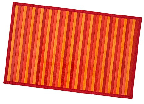 emmevi Bambus-Teppich aus Holz, rutschfest, Fußmatte, Bambus, Küche, Bad, Degradé, 50 x 275 cm, Rot