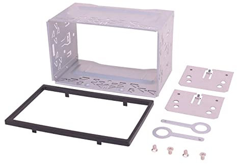 KINDAX Plancia Autoradio 2 Din con Cornice, Telaio Autoradio Universale in Metallo per Stereo Due Din, Lettore Dvd per Auto, Navigazione GPS