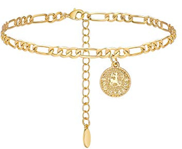 Anklets for Women Dainty Zodiac Constellation Waterproof Anklet Zodiac Sign Disc Sagittarius Ankle Bracelet