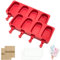 Eisformen Eis Am Stiel, Eisformen Silikon, BPA Frei Kuchen Eis am Stiel Backform,Eisförmchen mit Stiel,Popsicle Molds Set,Eiscreme form-Cake Pop Ice Lolly Mould Eis Selber Machen Dessertform (Rot)