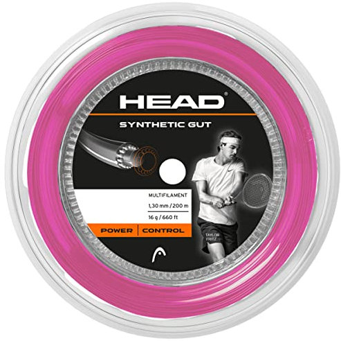 HEAD Unisex-Adult Synthetic Gut (200m Reel) Tennis-Saite, Pink, 1.30 mm / 16 g