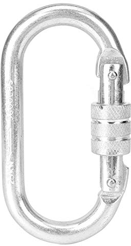 O Shape Kletterkarabiner, 25KN Legierungsstahl Bergsteiger Sicherheitshaken Karabinerschnalle Karabinerhaken Schlüsselanhänger Mit Schraubsicherung Klettern Abseilen Hängematten Hundelein Silber