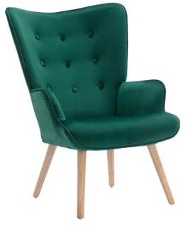 Vente-unique - Fauteuil Salon scandinave - Vert Sapin - Velours - VATELY