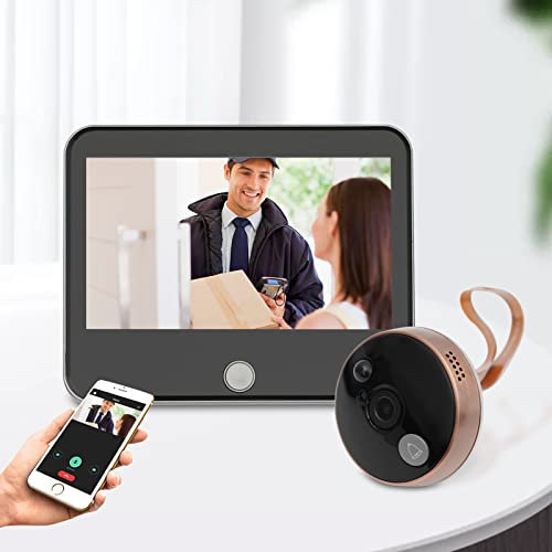 Video Türsprechanlage WLAN Türklingel mit Kamera Intercom System 140°-Weitwinkel und PIR-Sensor Für Apartments/Familien, mit 4.3'' Farbbildschirmen, Türöffner, Touch-Taste, Nachtsicht, Bild Speicher