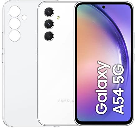 Samsung Galaxy A54 5G, Clear Cover inclusa, Smartphone Android, Display FHD+ Super AMOLED 6.4”, 8GB RAM e 128GB di memoria interna espandibile, Batteria 5.000 mAh, Awesome White [Versione Italiana]