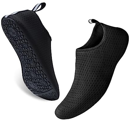 Vattenskor barfota Quick-Dry Aqua strumpor för simning pool strand utomhus surfing yoga motion, svart, 36/37 EU