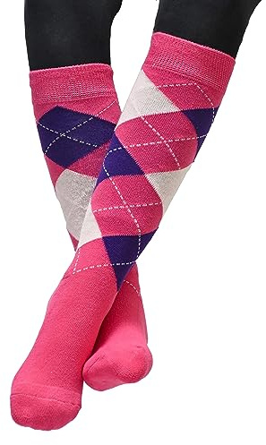 Rhinegold Junior Cool & Dry Cushioned Riding Socks-PINK/NVY