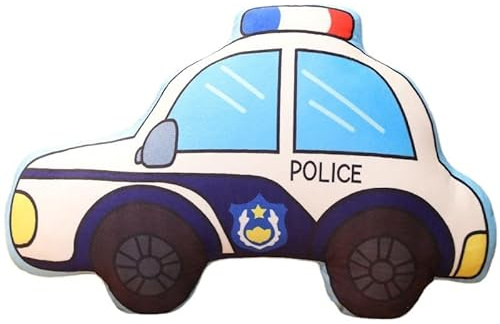 Iczodrow Simpatico cuscino da divano in morbido velluto a forma di auto traffico, per decorare la casa (polizia + aereo)