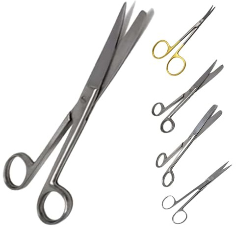 Rewon Gear Stumpfe Pflegeschere, Chirurgische schere Erste-Hilfe-Allzweck-Instrument, scharf stumpf Edelstahl Verbandschere gebogen für den Heimgebrauch