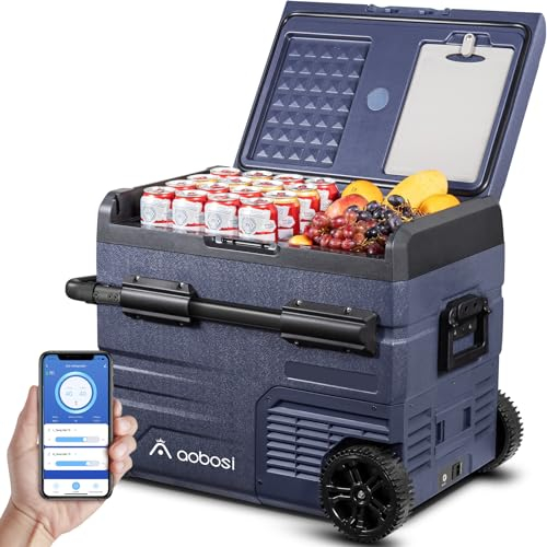 AAOBOSI Kompressor Kühlbox 45L - App Steuerung & USB - bis -20°C - 12/24V & 230V - Für Auto, LKW, Boot, Camping, Wohnmobil