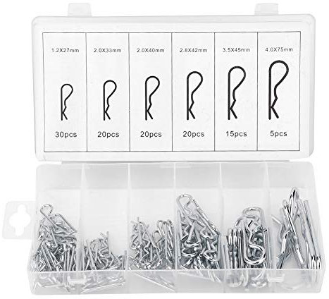 Aladeno 110 pièces goupilles fendues de matériel type R en acier inoxydable galvanisé kit d'assortiment de goupilles fendues pince d'attelage ensemble de goupilles fendues épingle