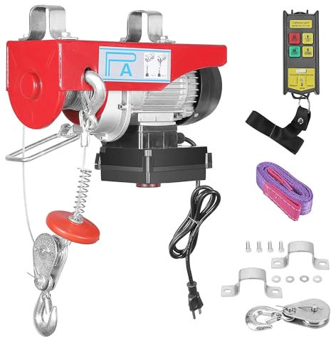 110V 200kg Elektrische Seilwinde, Automatischer Aufzug Elektroseilzug mit drahtloser Fernbedienung mit 12m Seil, 16,5m/min Hubgeschwindigkeit Hebezug Hubhöhe für Warenaufzüge, Fabrik, Lagerhäuser