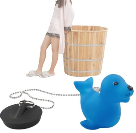 Enchufe De Baño - Cadena De Tope De Drenaje De Goma para Lavamanos Y Bañeras | Cotón De Sellado De Estilo De Dibujos Animados para Lavabo De Baño, Drenaje De Bañera, Prevención De Desbordami