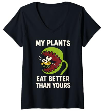 Womens Carnivorous Plant Venus Flytrap Pitcher Sundew Nepenthes V-Neck T-Shirt