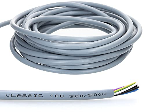 10 Meter Lapp 00100034 Ölflex Classic 100 Steuerleitung 5x0,5 mm² mit grün-gelben Schutzleiter 5G0,5 mm² I 5 Adern Kabel I Farbcodierte PVC Leitung 5 adrig