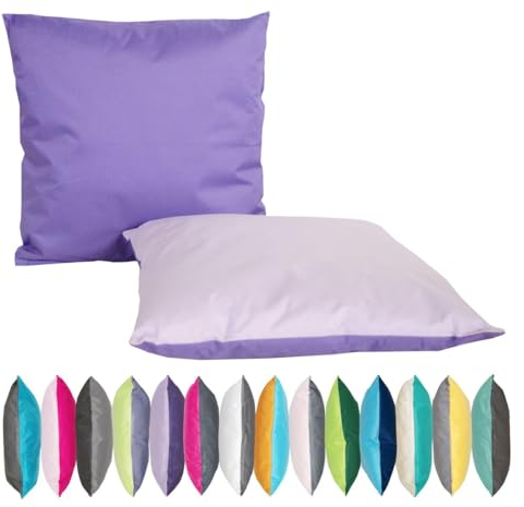 JACK 2-farbiges Wende Outdoor Lounge Kissen 45x45cm Dekokissen inkl. Füllung Wasserfest Sitzkissen Garten Stuhl Lotus Effekt, Farbe:Flieder - Lila